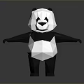 Game And Movie Character Low Poly Black And White Panda Standing Pose With Outstretched Arms
