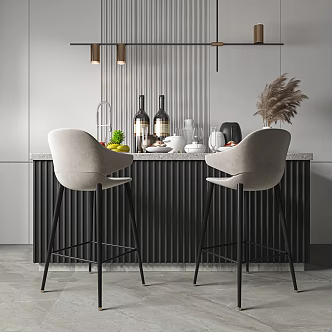 Modern Bar Chair Combination Metal Bar Chair Bar Combination 3d model