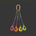 Durable Industrial Lifting Chain With Yellow Top Ring And Four Black Chain Hooks