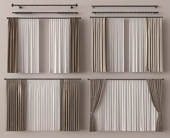 Modern Curtain Pleated Curtain Fabric 3d model