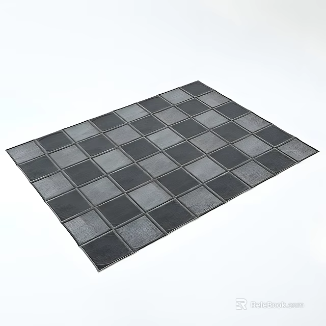 Square Rug Featuring Black And White Checkerboard Pattern For Home Decor 3d model 
