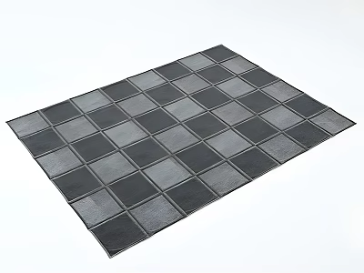 Square Rug Featuring Black And White Checkerboard Pattern For Home Decor 3d model
