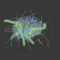 Aerial Planning of Urban Night View with Buildings Roads Green Spaces and Lights
