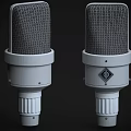 Two White Microphones With Mesh Grille And Logo For Daily Household Audio Use