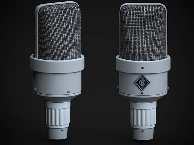Two White Microphones With Mesh Grille And Logo For Daily Household Audio Use 3d model