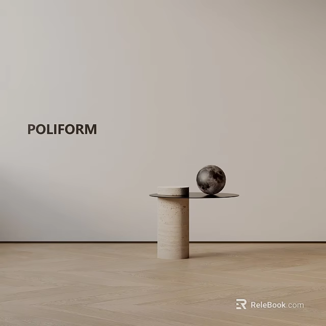 POLIFORM Side Table With Cylindrical Base Circular Top And Decorative Sphere 3d model