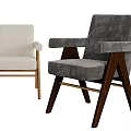 Modern Fabric Accent Chairs With Light And Dark Gray Colors And Wooden Legs