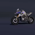 Silver Adventure Motorcycle With Blue Accents Sleek Sporty Design And Off Road Tires