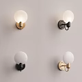 Modern Wall Lamps With White Spherical Shades And Gold Black Bases Design