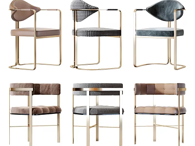 Modern Dining Chairs With Metal Frames And Upholstered Seats In Various Designs 3d model