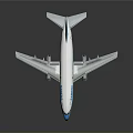 Blue And White SARENA Airplane Model With Gray Background And Reflective Surface 3d model