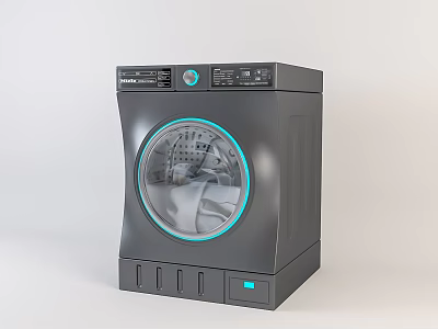 Modern Black Front Load Washing Machine With Transparent Door And Control Panel 3d model