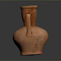 Hand Carved Terracotta Vase Sculpture With Two Handles And Orange Finish