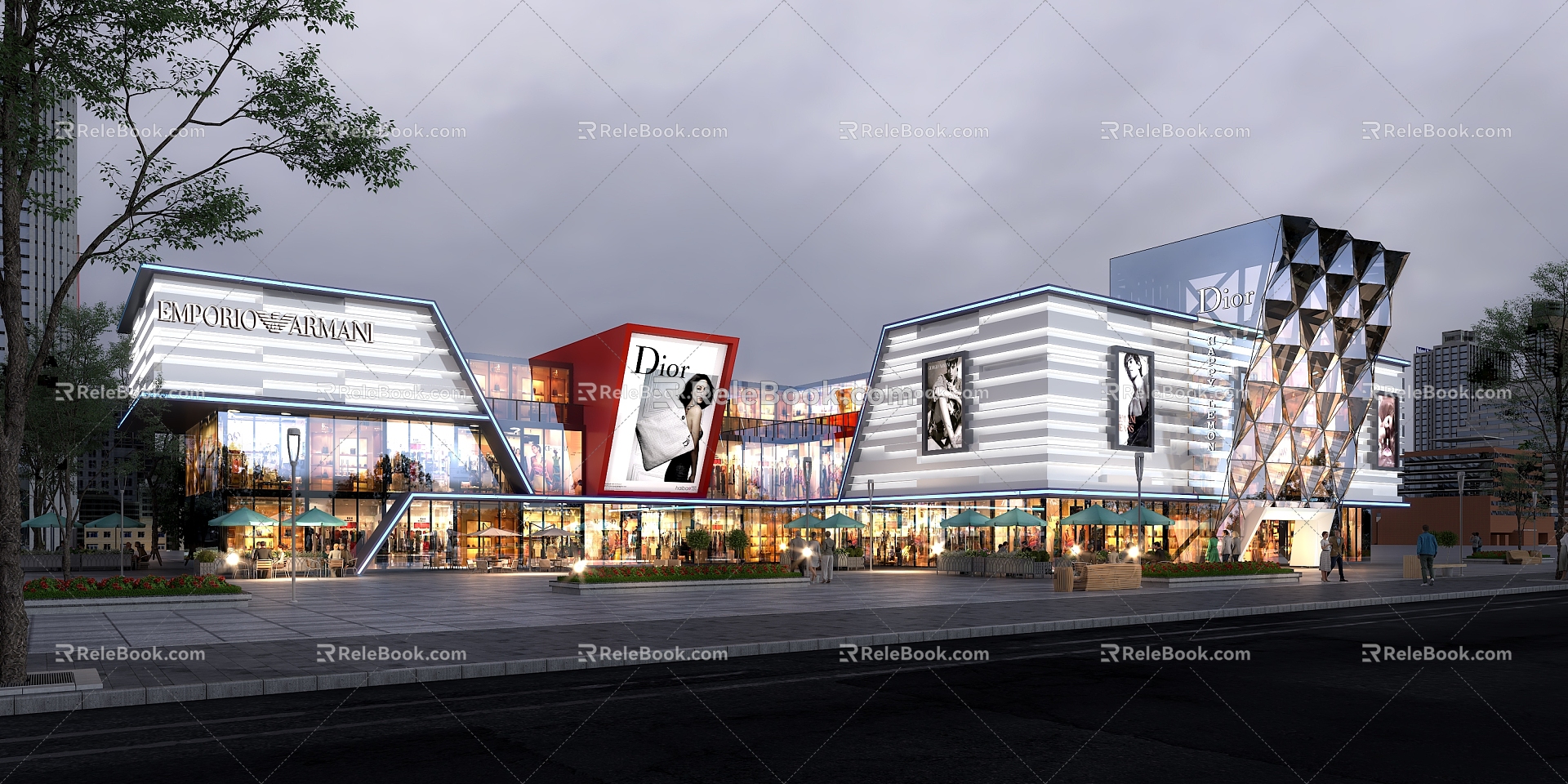 Appearance of modern commercial street shopping mall 3d model