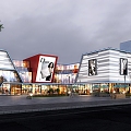 Appearance of modern commercial street shopping mall 3d model