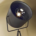 Modern Black Floor Lamps With Tripod Bases And Various Shade Designs On Beige Background