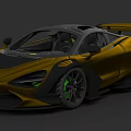 Golden Sports Car With Black Roof Green Wheels And Sleek Aerodynamic Design