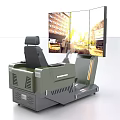 Industrial Equipment Control Console With Operator Seat And Large Display Screen
