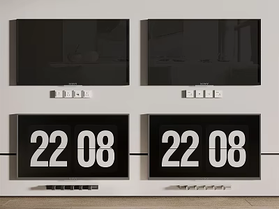 Two Modern Televisions With 22 08 Display In Sleek Wall Mounted Design 3d model