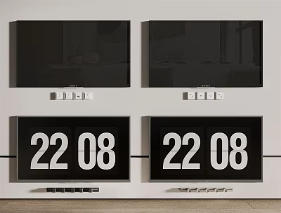 Two Modern Televisions With 22 08 Display In Sleek Wall Mounted Design 3d model
