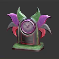 Artistic Tabletop Clock With Colorful Green Purple Red Leaves And Decorative Base
