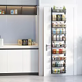 Efficient Kitchen Door Mounted Storage Rack With Various Groceries And Organized Shelves