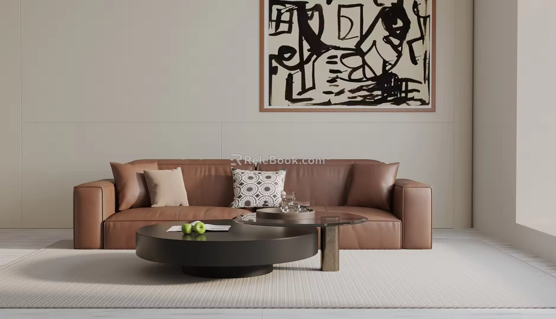 Modern three-seat sofa 3d model