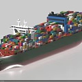 Large Container Ship With Green And Red Hull Carrying Stacked Colorful Containers