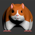 Orange and white hamster model 3D rendered with smooth surface standing on black background