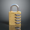 Sturdy Combination Lock Hardware Tool with Golden Body and Silver Shackle Number Dials