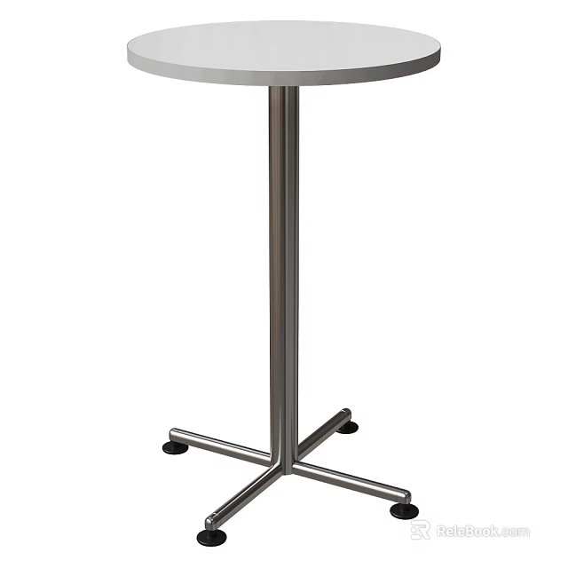 Modern Side Table With Round Top And Metal Frame On Rolling Wheels 3d model