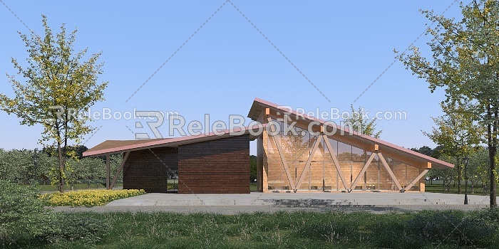 Modern wooden house 3d model