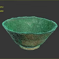 Green Glazed Ceramic Bowl With Rustic Brown Base And Textured Surface 3d model
