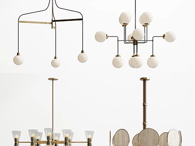 Modern Chandeliers With Multiple Designs Spherical Bulbs And Metal Frames For Interior Decor 3d model