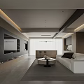 Modern Minimalist Living Dining Room Interior Design With White Sofa Coffee Table And Bar Counter