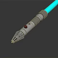 Futuristic Light Saber Weapon with Silver Hilt Red Button and Blue Laser Blade