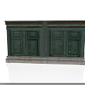 Traditional Green Carved Cabinet With Double Sections Decorative Handles And Marble Base