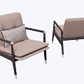 Modern Beige Dining Chairs With Dark Brown Frame And Accent Pillow 3d model