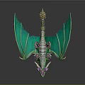 Green Dragon Game Movie Character With Vibrant Wings Sharp Horns And Colorful Scales