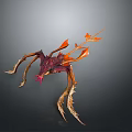 Mythical Fantasy Creature With Red Orange Limbs And Wing Like Structures
