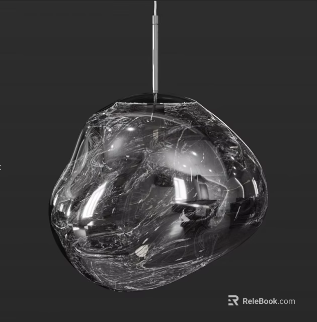 Modern Transparent Glass Pendant Light With Irregular Shape And Textured Reflective Surface 3d model 