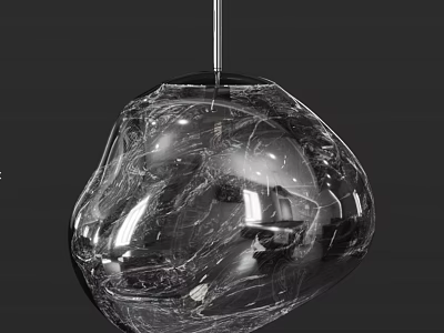 Modern Transparent Glass Pendant Light With Irregular Shape And Textured Reflective Surface 3d model
