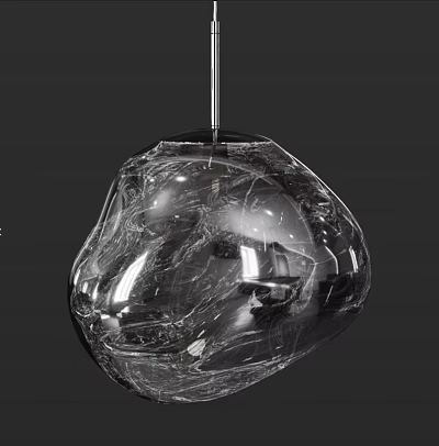 Modern Transparent Glass Pendant Light With Irregular Shape And Textured Reflective Surface 3d model