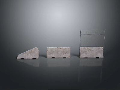 Three Different Shaped Stone Structures With Solid And Transparent Parts On Gray Background 3d model