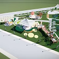 Vibrant Park Landscape Design With Green Space Playground Seating Pathways And Trees 3d model