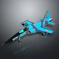 Blue Green Camouflage Fighter Jet Model With Detailed Cockpit And Landing Gear
