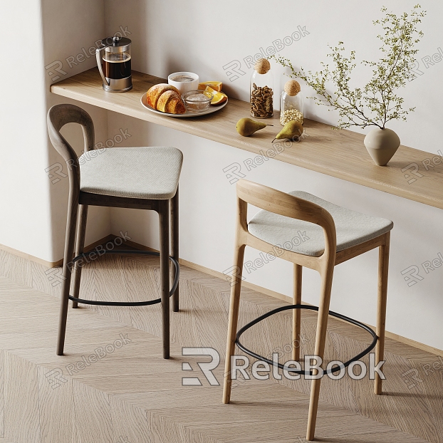 Bar Chair Bar Stool Wooden Bar Stool Food Bread model