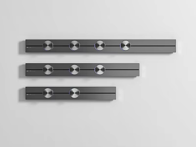 Three Sleek Long Modern Kitchen Appliances With Circular Control Knobs 3d model
