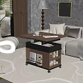 Modern Living Room Side Table With Wheels Storage Coffee Cup And Magazines