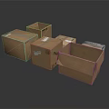 Brown Cardboard Storage Boxes Open And Closed Containers For Home Use 3d model